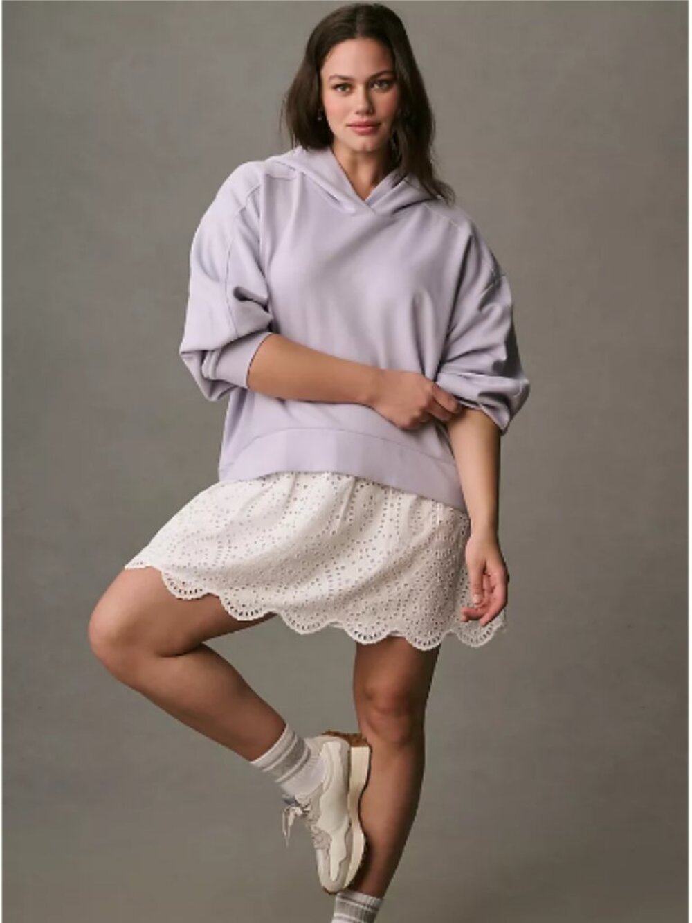 Anthropologie Pilcro Hoodie Shirt Layered Mini Dress; NWT; Size XL; Lavender